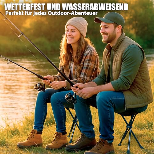 BigDean Kleiner Campinghocker faltbar & Ultraleicht 41cm hoch schwarz - robuster Dreibeinhocker tragbarer Klapphocker Camping-Hocker – Bild 5