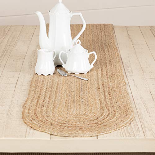 Vhc Brands Jute Farmhouse Tabletop Kitchen Oval 13X72 Runner, Natural Tan #TOP13