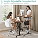 Small Portable Rolling Standing Desk - 32 Inch Adjustable Height Mobile Stand Up Desks with Wheels for Treadmill Walking Pad, Teacher Podium for Classroom, Couch Sofa Side Laptop Table, Rustic Brown