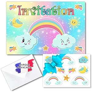 Kit créatif carte invitation anniversaire fille en français sur le thème du ciel pour 10 invités (10 cartons d…