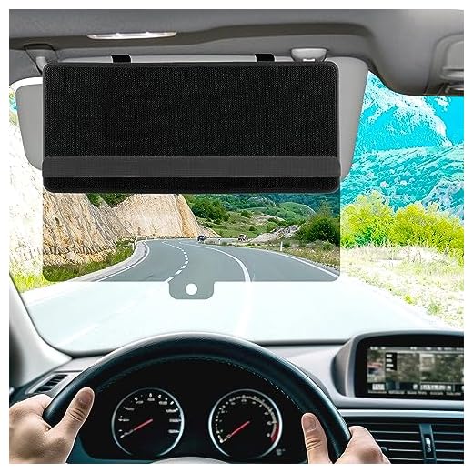 Sun Visor Extender for Car, Upgraded Polarized Car Sun Visor Extender with PC Lens, Velcro Design Convenient Adjustment Position, Filtering Glare, UV Rays for Safe Driving, Universal for Car, SUV