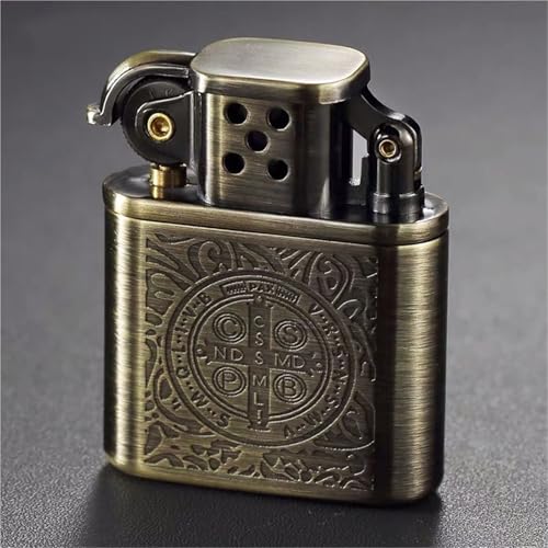 Encendedor de aceite vintage con grabado de cobre y brazo de elevación 3