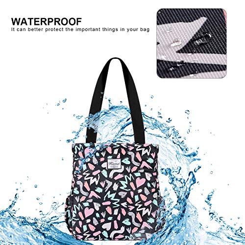 Image of KAMO Floral Tote Bag - Waterproof Lightweight Handbags Travel Shoulder Bag for Hiking Yoga Gym Swimming Travel Beach