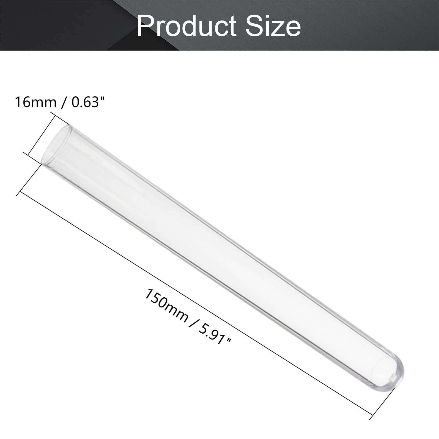 Othmro 200 Stück transparente Kunststoff-Reagenzgläser mit weißen Kappen, 16 x 150 mm Mini-Reagenzgläser mit Deckel, für Schmuck, Rocailles, Pulver, Gewürz, Flüssigkeit, Experimentier, Hefe, Proben