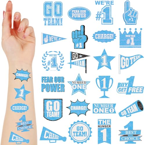 Landhoow Light Blue 240 Pcs School Spirit Tattoos Football Spirit Item