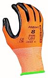 [Confort et visibilité] : Dotés d'un poignet élastique pour un ajustement sûr et confortable, ces gants de travail orange vif assurent une visibilité renforcée dans toutes les conditions. Leur design ergonomique offre une excellente adhérence dans les environnements gras ou huileux, idéal pour une manipulation sûre.