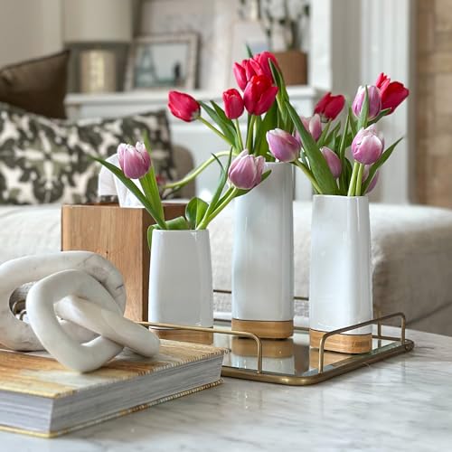 Daily Ritmo DR59 Unique Flower Vase Set Of 3 | Lego Bouquet, Faux Eucalyptus & Pampas Grass Decor | Unique Wooden & Bamboo Vase thumb #2