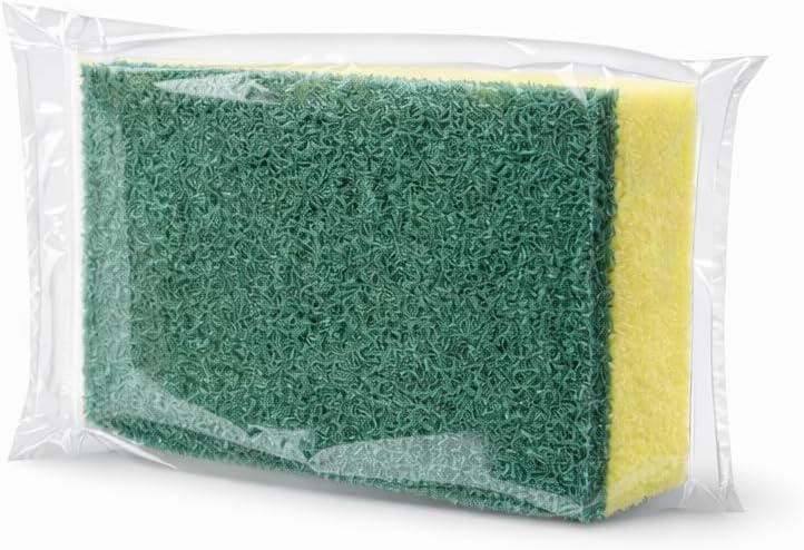 Heavy Duty Kitchen Sponges, Individually Wrapped, Green & Yellow Scrub Sponges – 40 Count, Medium Duty Cleaning Sponges for Dishes, Cookware & Surfaces