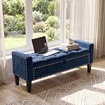 51 Inch Storage Ottoman Bench,Oversized Velvet Bed Bench with Armrests - Image 6
