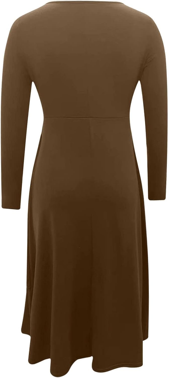 Winter Dresses for Women Wedding Guests Casual Cute Heart Long Sleeve Tiered Maxi Dress with Pockets Plus Size - Image 6