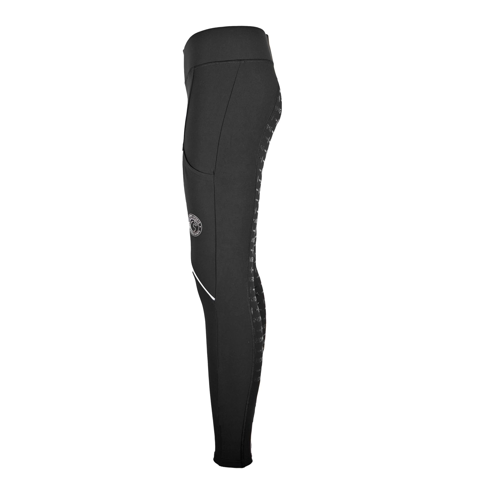 AK Nova AKRS-6071 - Leggings da equitazione, traspiranti, leggeri, a vita alta, con impugnatura in silicone e due tasche laterali