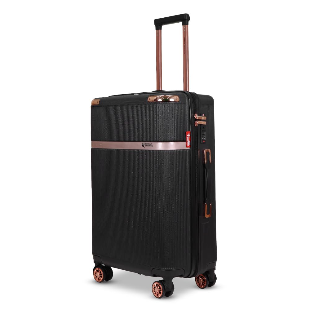american traveller Urban Gold ABS Hardside Luggage Set, 5-Piece, Grey with Rose Gold Accents, TSA Lock, 8 Spinner Wheels, 730 Days Warranty (1, Black, Large(28))-picture-30