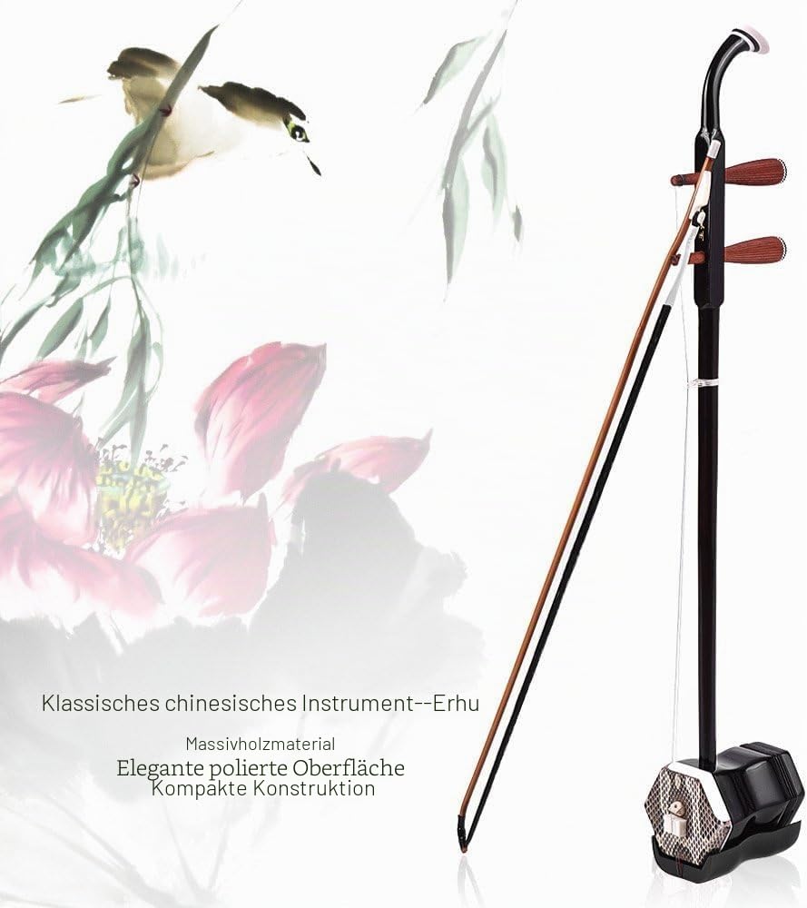 Vollholz Erhu Instrument, 2-saitige Violingeige mit Koffer, Dunkelbraun