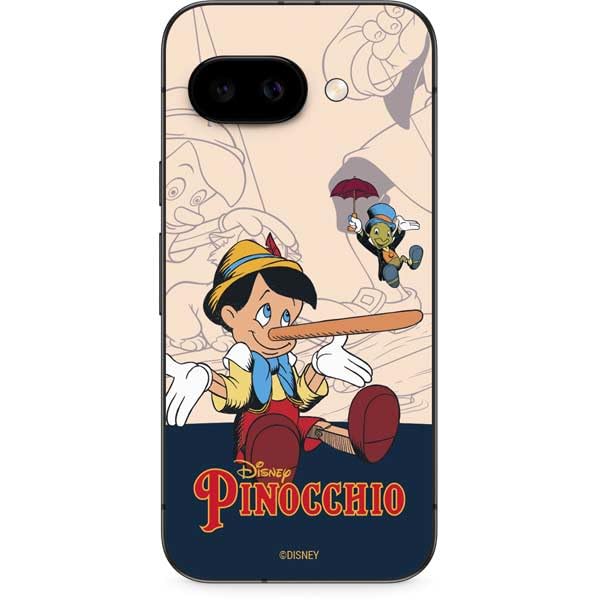 Skinit Decal Phone Skin Compatible with Google Pixel 9a - Officially Licensed Disney Pinocchio and Jiminy Cricket Design