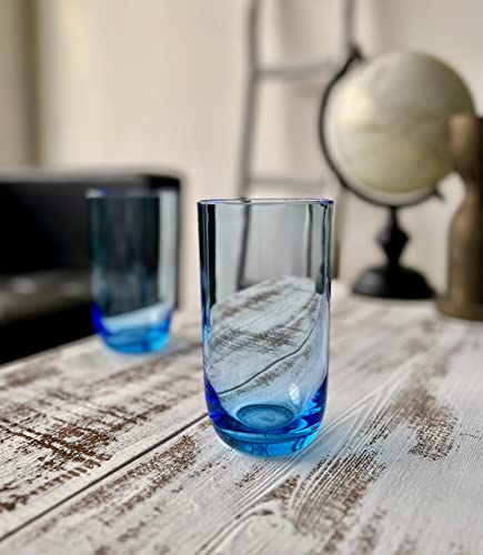 Klifa- Wasco- 18.6 Ounce, Set Of 6, Acrylic Highball Drinking Glasses, Bpa-Free, Plastic Drinkware, Dishwasher Safe Cups, Blue #TOP1