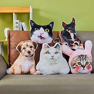 VEELU Custom Pillow Pet Personalized Dog Cat Shaped Cushion - Custom Throw Animal Body Pillow My Pillow 3D Printing Photo Soft Plush Toy Home Sofa Car Seat Decorative Unique Valentine Day Gift