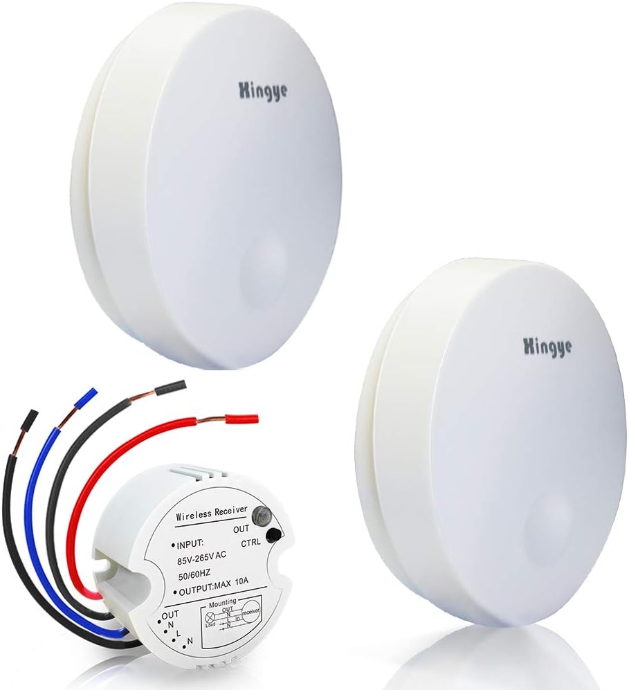 Wireless Lights Switch Kit, No Battery,No WiFi,No Wires,No Tearing Walls,Self-Powered Remote Control Range Up to 150 Feet, 2-Way Switches ON/Off Lamps, Already Paired for Immediate Use