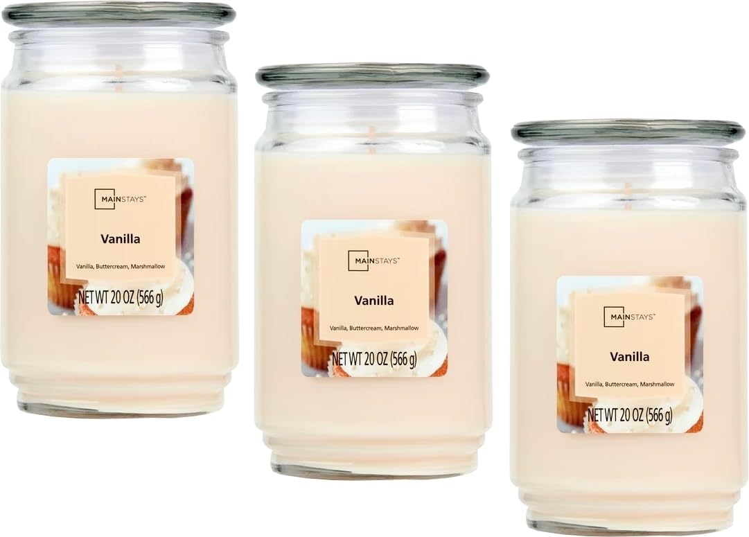 Maclock Mainstays 20oz Scented Candles 3-Pack (Vanilla), White, RF20-2024