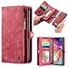Produktbild Simicoo Samsung A70 Leder Wallet Schutzhülle 11 Kartenfächer Reißverschluss Abnehmbare Brieftasche Magnetverschluss Robuste Filp Tasche Handyhülle für Samsung A70 (A70, Red)