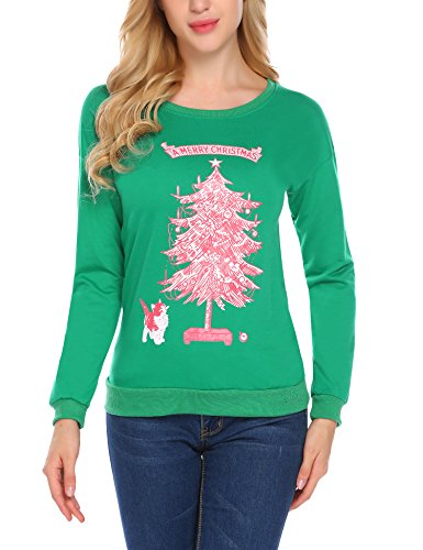 UNibelle Women's Crewneck Sweatshirt Reindeer Ugly Christmas Knit Sweater
