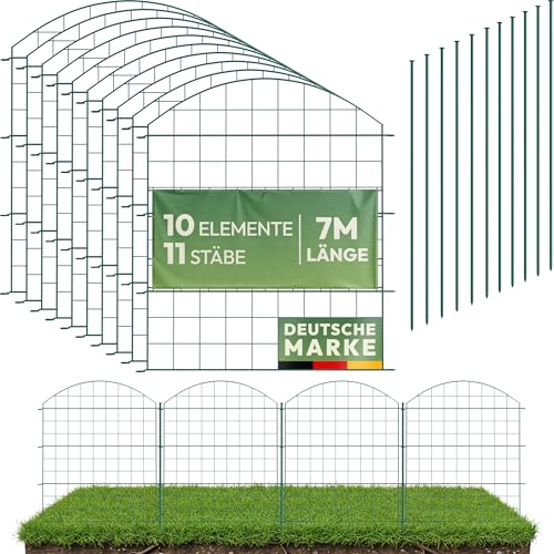 LAINFELD Teichzaun Komplettset | 10 Zaunelemente aus Metall mit Pfosten | Poolzaun für Kinder Steckzaun Gartenzaun zum Stecken flexibel Garten Zaun