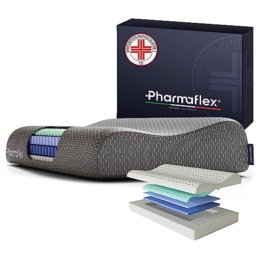Pharmaflex Cervical - Cuscino Cervicale Memory Foam Letto per Dormire 71x42 Ortopedico e Ergonomico, Morbido Supporto a 5 Strati Allevia Dolori, Guanciale Medico Fresco, Antiacaro e Anallergico