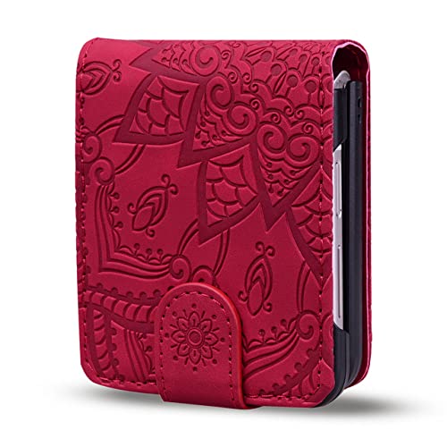 Couverture de téléphone en cuir gaufré 3D rouge pour Samsung Galaxy Z Flip 4 5G
