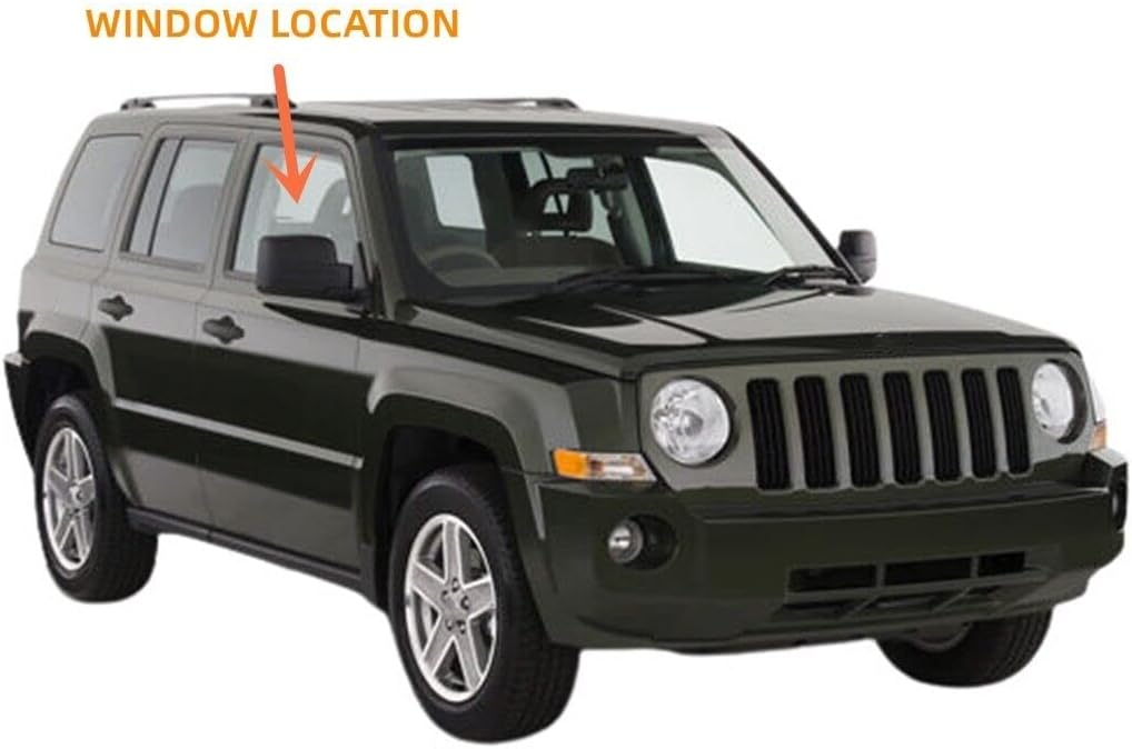 Passenger/Right Side Front Door Window Glass Replacement for Jeep Patriot 4 Door Utility 2007-2017