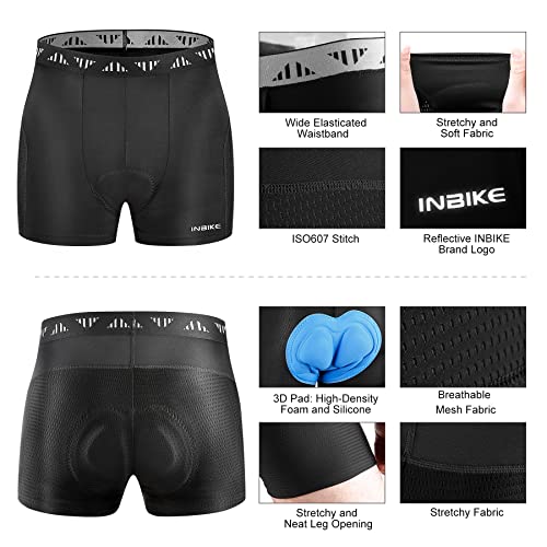 INBIKE Bermuda masculina de ciclismo para mountain bike, Preto, G
