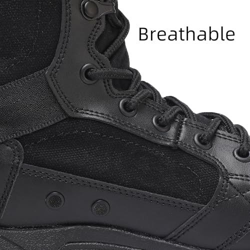 IODSON Men's Breathable Work Tactical Military Boots Lightweight Combat Army Motorcycle Jungle boots(Black 7) by IODSON - Used condition - Image 4