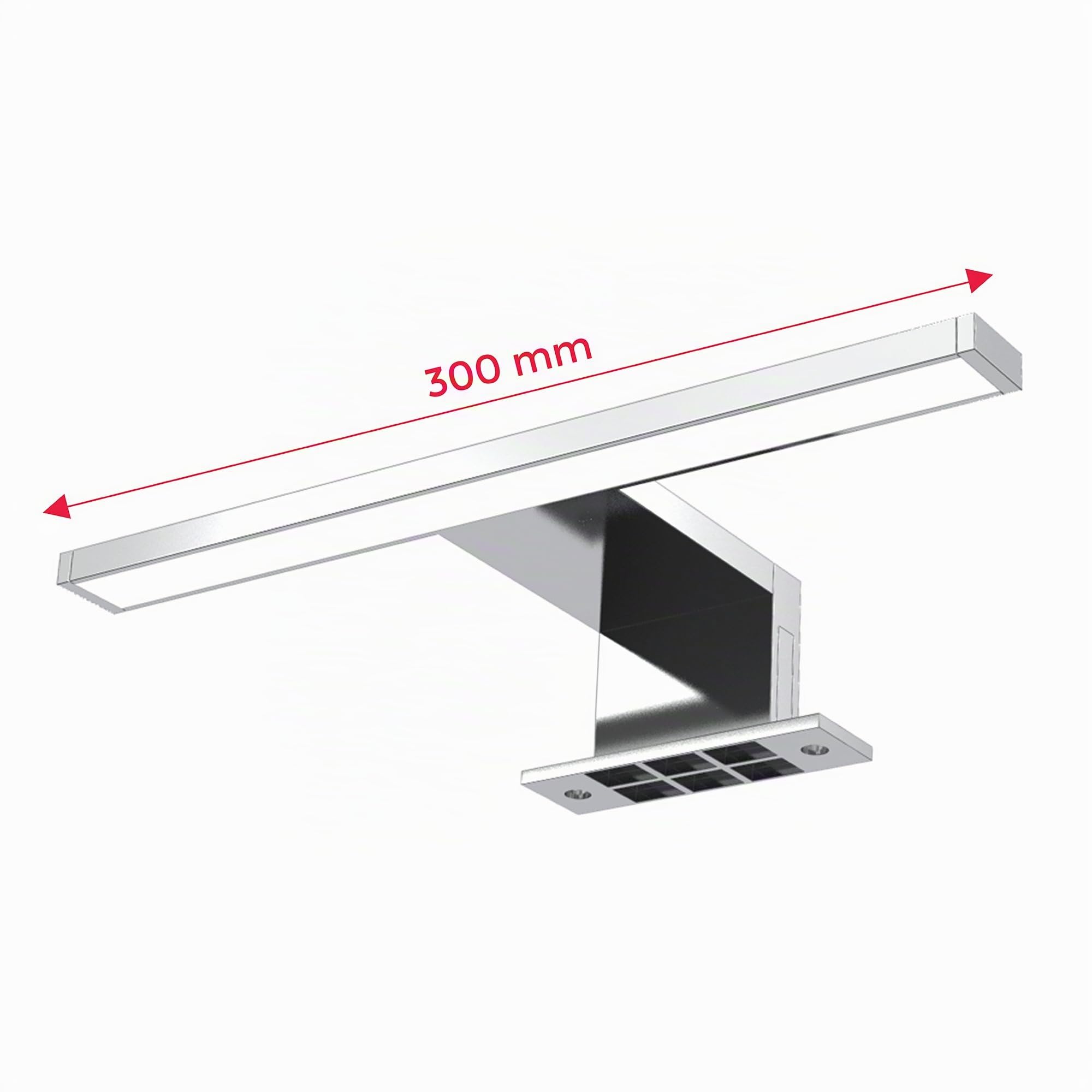 B.K.Licht - Lámpara Espejo de Baño LED IP44, 5W 230V, Pinza + Armario, Blanco Frío 4000k 650lm, 30x10.3x3.6 cm, Aplique Espejo Baño, Apliques Espejo De Baño, Luz Espejo Baño, Cromo