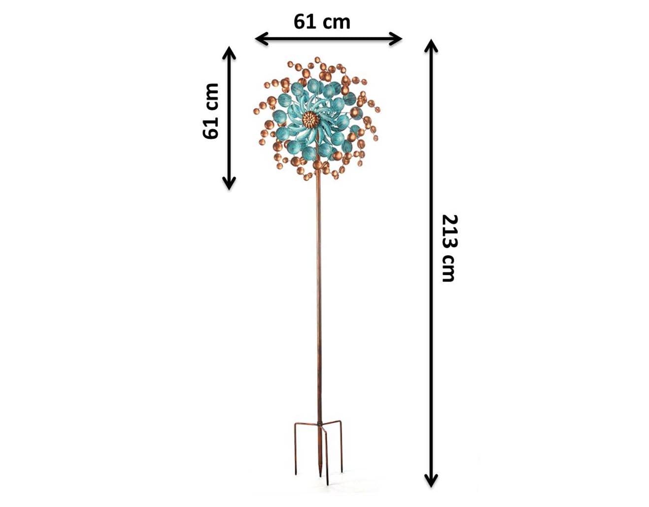 Kobolo Windrad Bubbles XXL, 61x213 cm, braun, XXL Metallwindrad, wetterfester & dekorativer Gartenstecker als Eyecatcher für Beet, Rasen, Vorgarten & Moderne Gartengestaltung