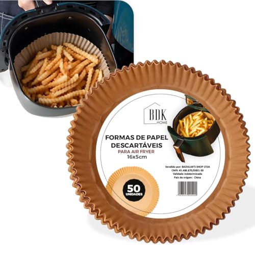 Forma de Papel Descartável para Airfryer BDK HOME® 50 unidades redonda – Forro de Papel Antiaderente