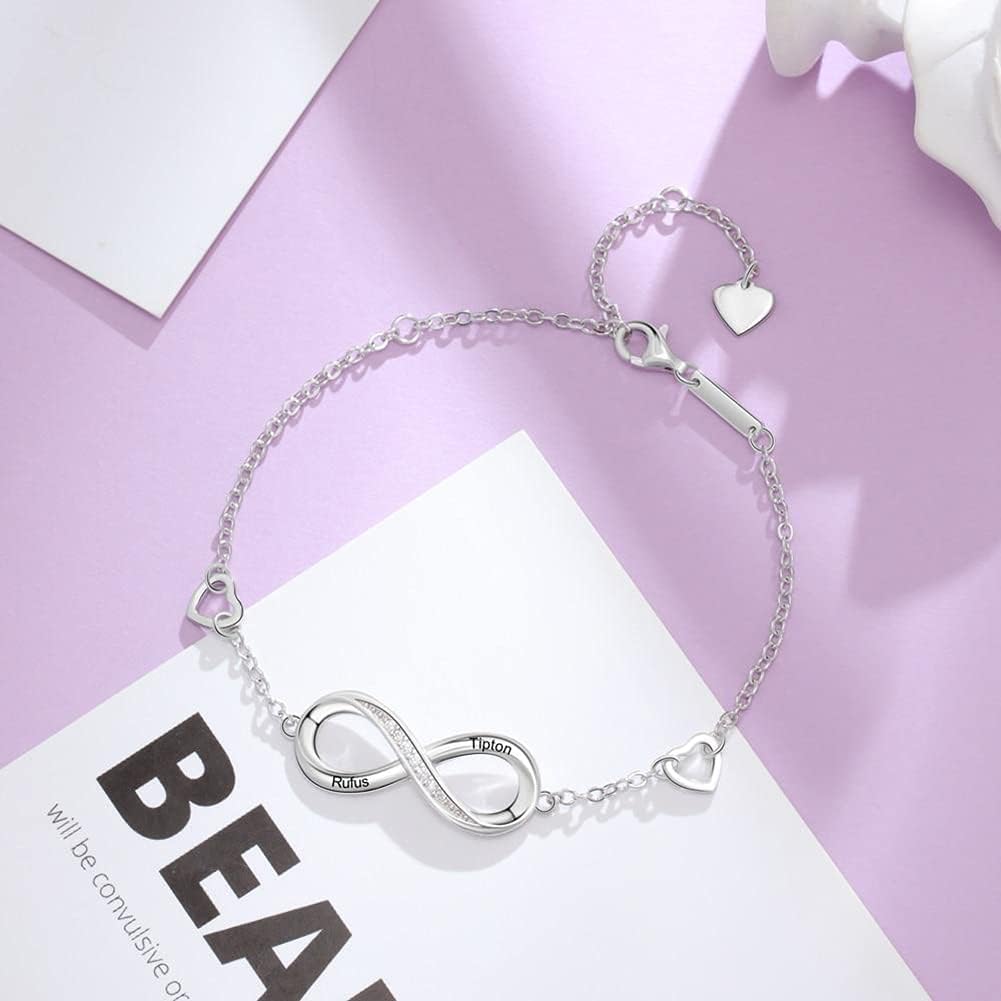 Personalized Bracelet Anklet for Women, 10K 14K 18K Gold Charm Bracelet with Birthstone Engraved Name Custom Bracelet Jewelry for Her
