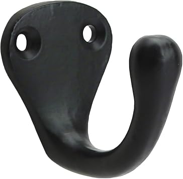 A29 Single Coat Hook, Cast Iron, Black Powder Coat Finish, Set of 6