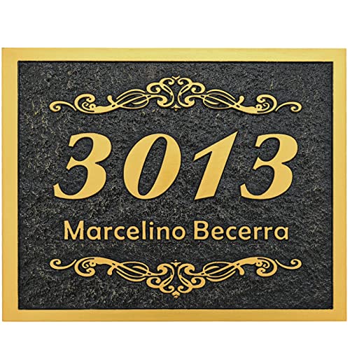 Address Plaque Hand-Carved - Personalized House Number Plaque Sign,Home Address Plate, Address Sign For House, Apartment, Office, 911 Visibility Signage Fade Resistance 11 X 8.8 Inches #TOP3