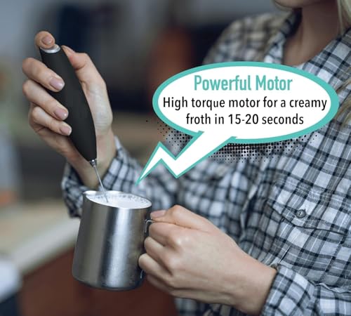 Image of OOTORO Milk Frother Handheld Electric Whisk Beater Foam Maker for Coffee Latte Cappuccino Hot Chocolate Mini Drink Mixer for Kitchen and Travel (Black)