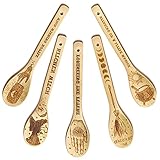 5 Pieces Witchy Bamboo Spoons Laser Engraved Kitchen Wooden Spoons Large Cooking Spoons with Long...