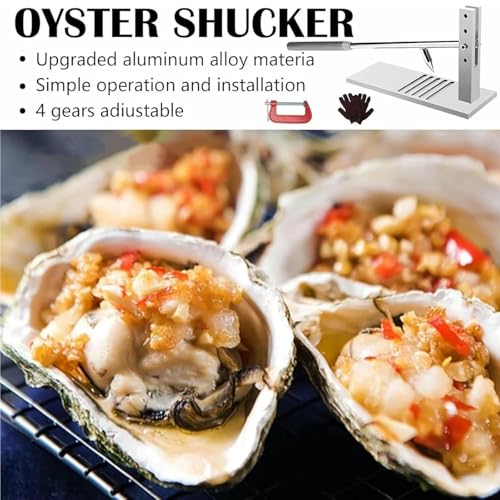 Juego de cuchillos para ostras con guante resistente a los cortes y clip, herramienta portátil de apertura de mariscos para un uso doméstico fácil