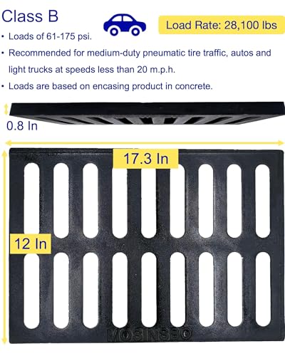 Image of Cast Iron Drain Grate, Driveway Channel Cover 17x12 in