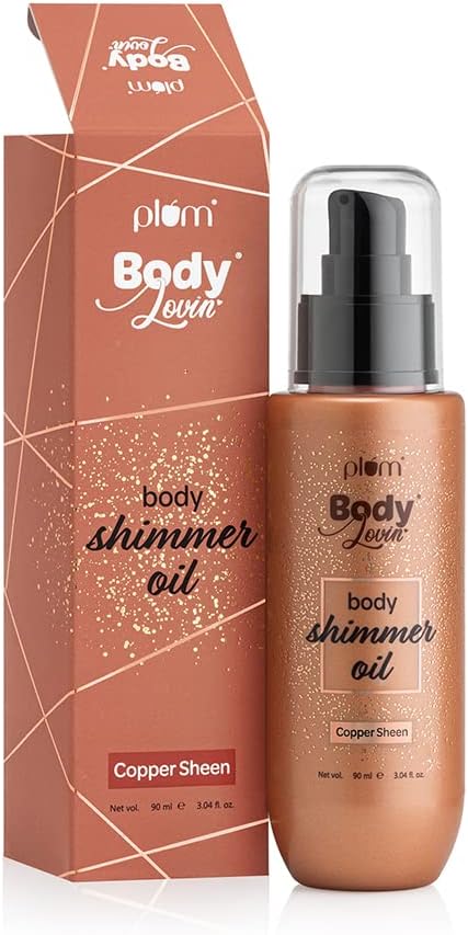 Plum BodyLovin’ Body Shimmer Oil - Copper Sheen | Intense colour payoff | Non-greasy | Long-lasting shimmer | Deep moisture |Fruity Fragrance