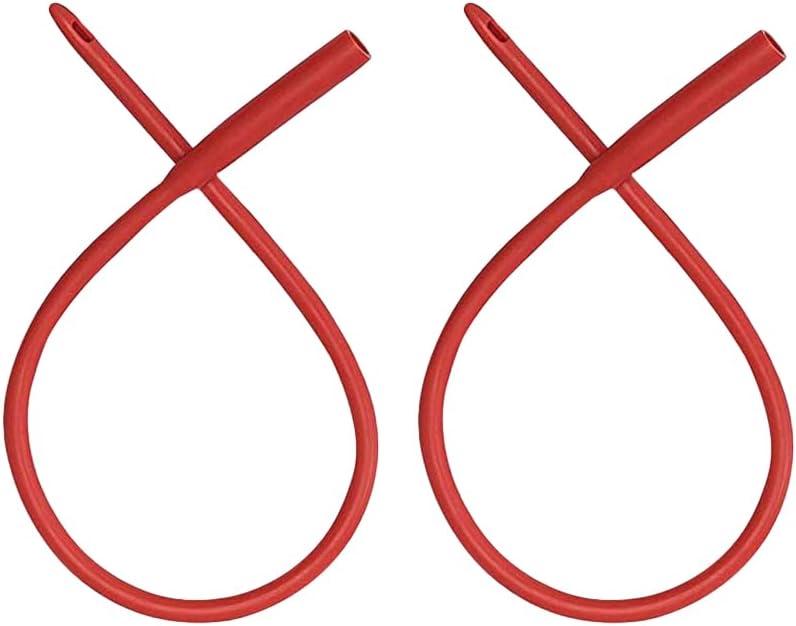 PE Premium Enema Red Latex Catheter 20FR with Flexible Rubber Tubing for Higher Colon Cleansing and Gerson Coffee Therapy. Supplied with Universal Hose Connector (2 Pack)