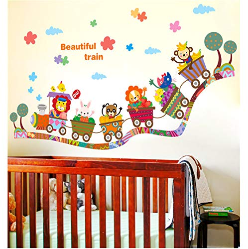 Removable Animals Train Wall Decals For Kids’ Rooms, Nursery, Playroom – Peel & Stick