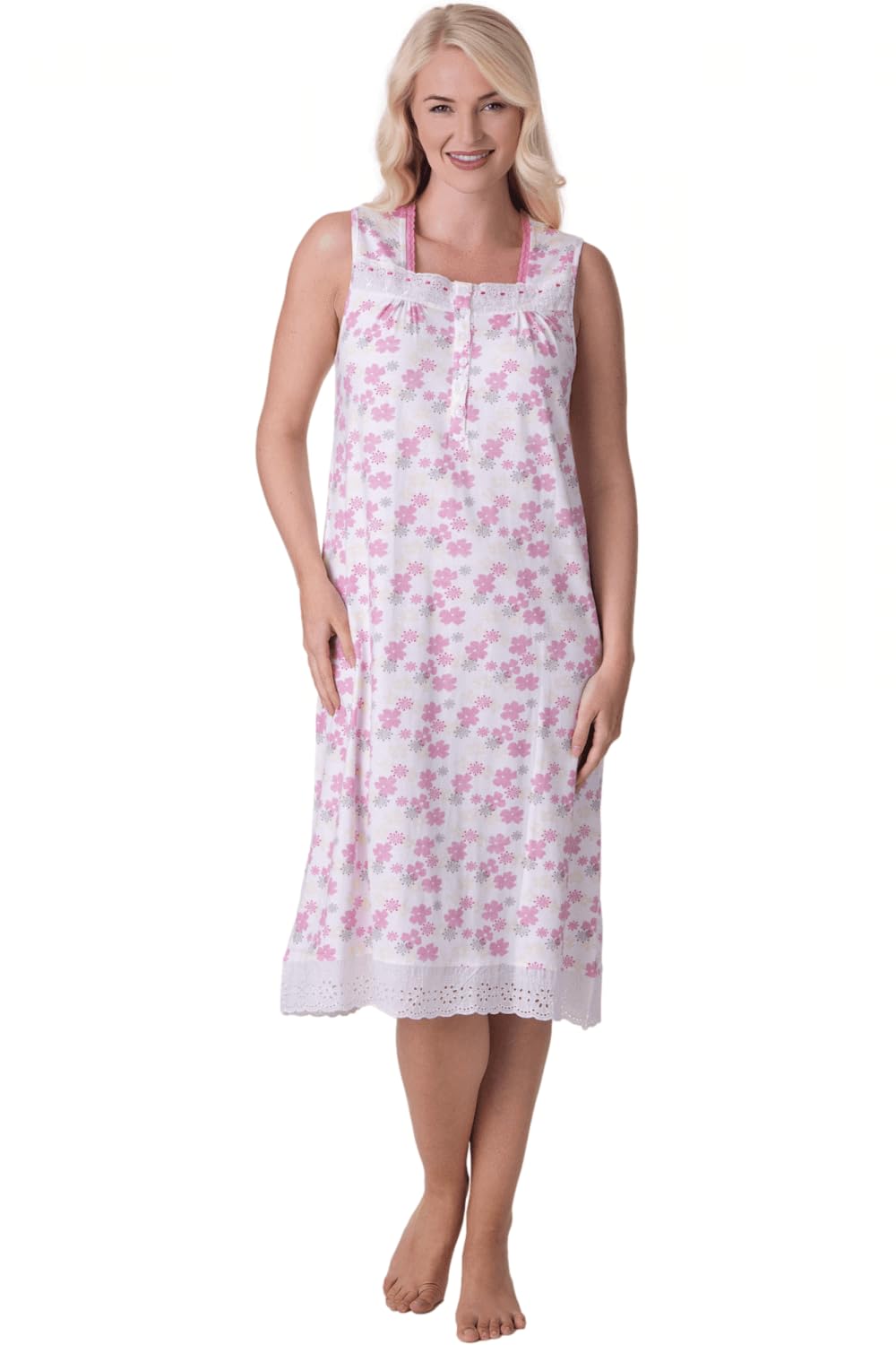 Camille Women's  Lightweight Jersey Cotton Sleeveless Floral Nightdresses in Size 22/24, BrandAlley