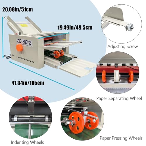 TECHTONGDA Automatic Paper Folding Machine with Counter and Adjusting Speed 110V Desktop Fold Paper 2 * 3in to 12 * 27in Fold Sizes, Max Speed 262ft/min for Offices, Schools - Thumbnail 6