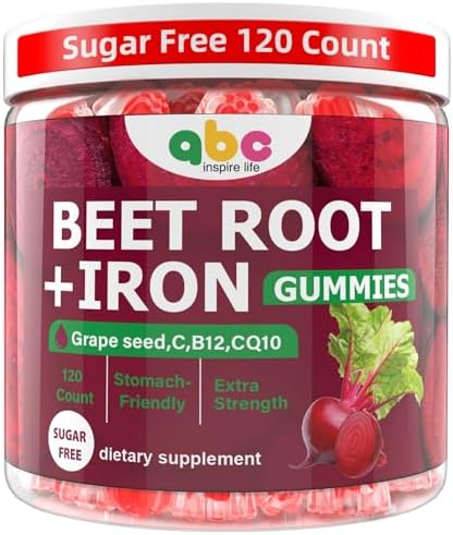 Beet Root Gummies 100mg with Grape Seed, CoQ10 and Iron