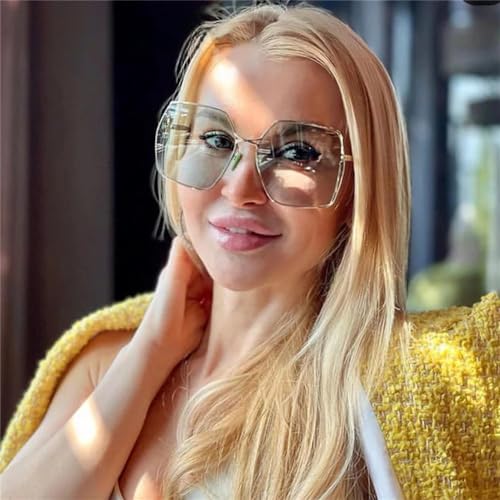 Gradient Oversized Square Sunglasses Women Hollow Lens Vintage Alloy Sun Glasses Female Green Shades UV4004