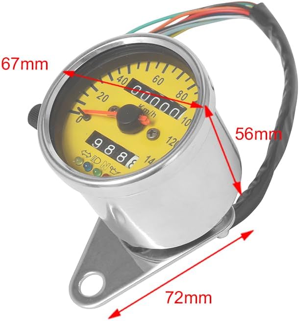 Motorbike Digital Tachometer Motorcycle LED Backlight Dual Odometer 0-140KM/H Tachometer Gauge Vintage Tachometer Universal