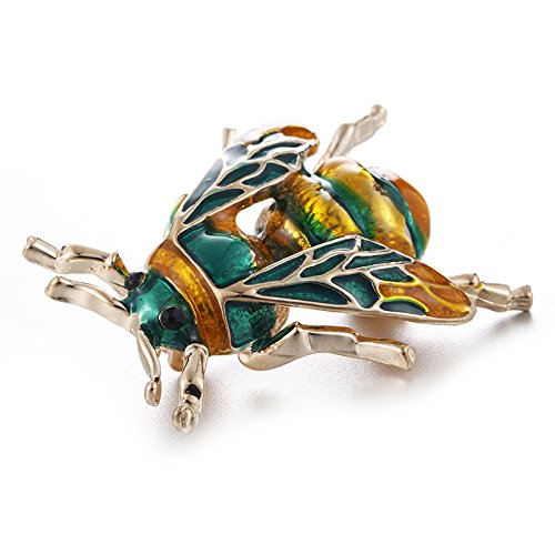 Reizteko Fashion Natural Insect Animal Enamel Brooches Bee Bumble Bee Spider Alloy Pins Vintage Jewelry (Green) #TOP1