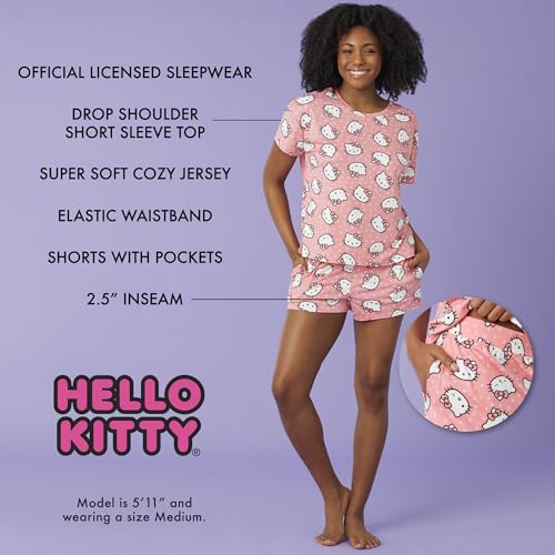 Image of Richard Leeds International Womens 2 Piece Pajama Set - Disney | Hello Kitty | Snoopy - Short Sleeve Top & Shorts Lounge Sets